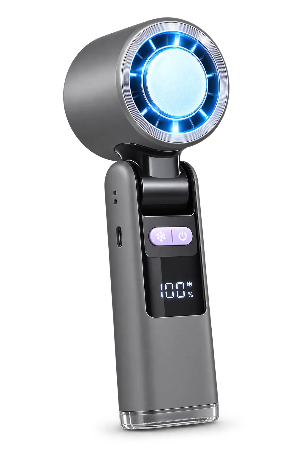 Ventilador portátil CoolWave gris con pantalla