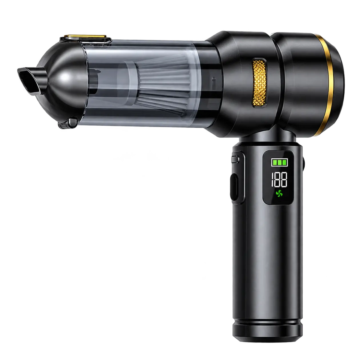 Aspiradora portátil Vacuum One negra con detalles dorados